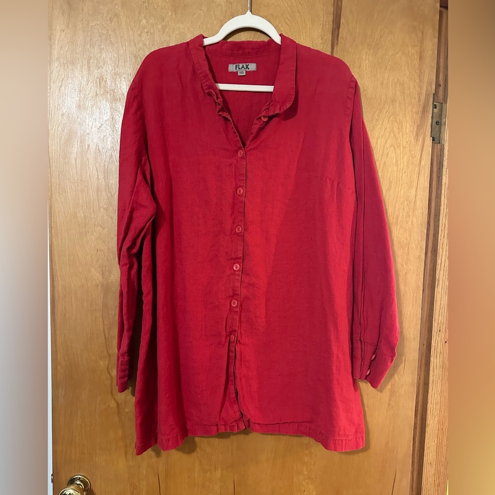 Flax Women's Red Button Down Shirt